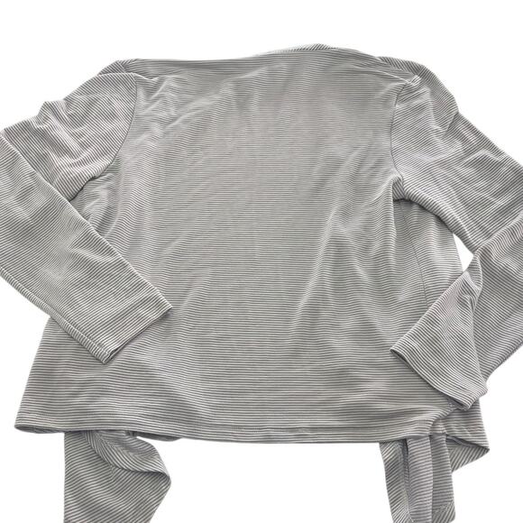 Cupcakes And Cashmere Cardigan Womens Medium Grey Stripe Open Sweater - Picture 2 of 7